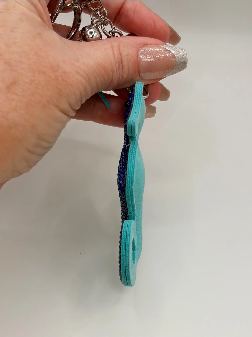 Blue Rhinestone Seahorse Keychain with Tassel
